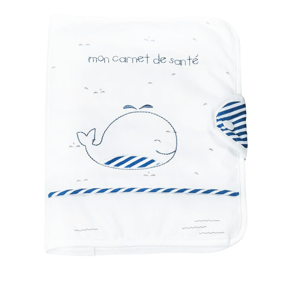 BLUE BALEINE - Protège carnet de santé en coton blanc