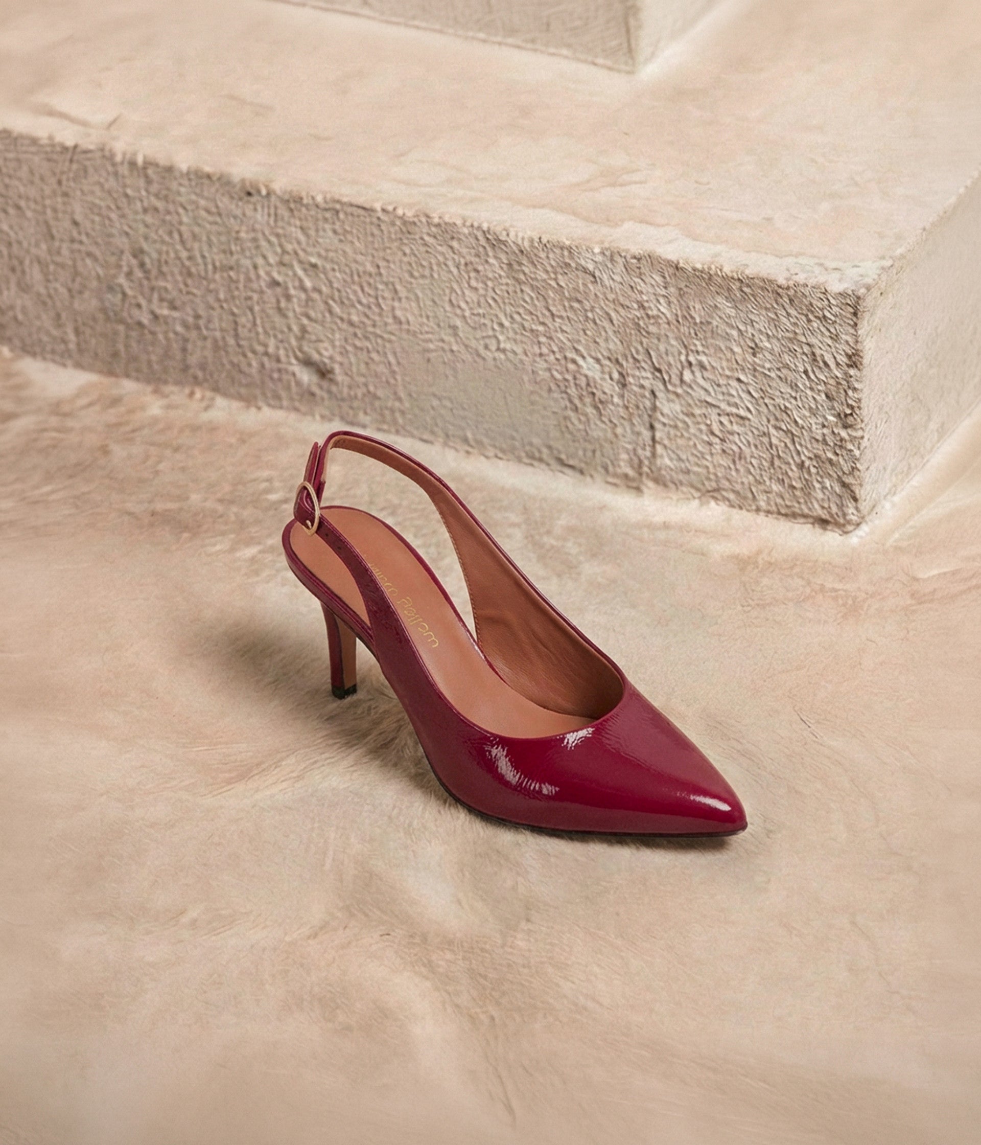 Escarpins slingback cerise Saphir