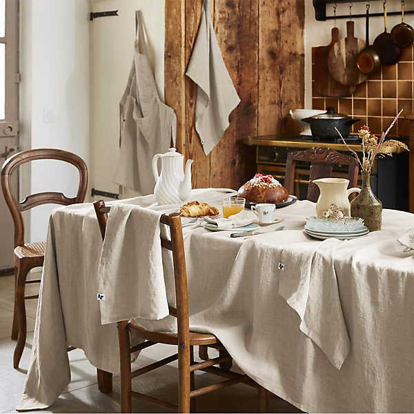 MARGAUX - Lot de 2 Torchons Essuie-vaisselle 50x70cm Lin Lavé Sable