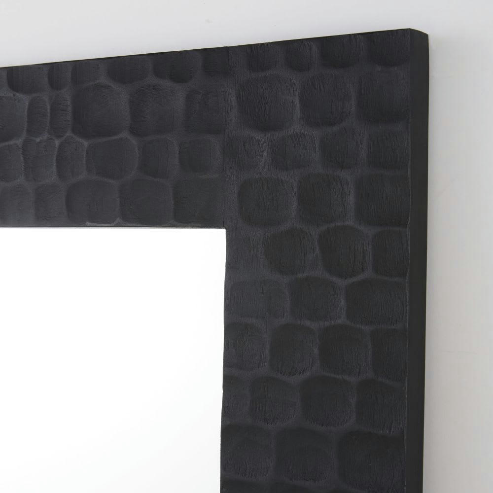 HOLLY - Grand miroir rectangulaire gravé noir 75x160