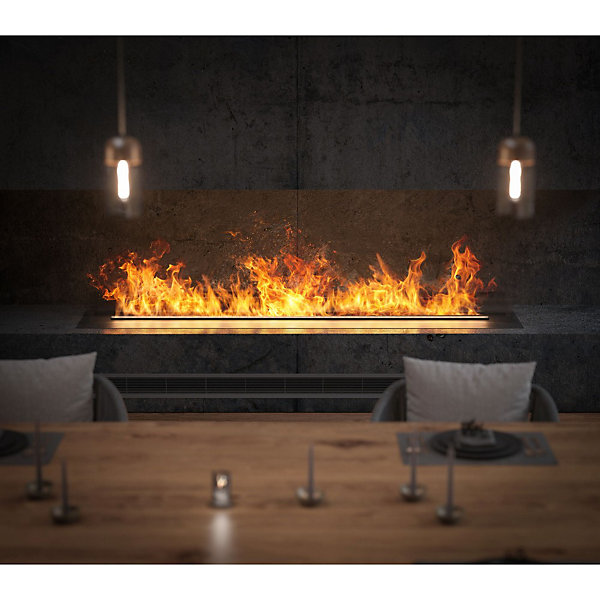 Cheminée vapeur d'eau Insert 2200 - Flammes 3D multicolores, contrôle appli, réservoir 4,8L, remplissage auto - 220 cm