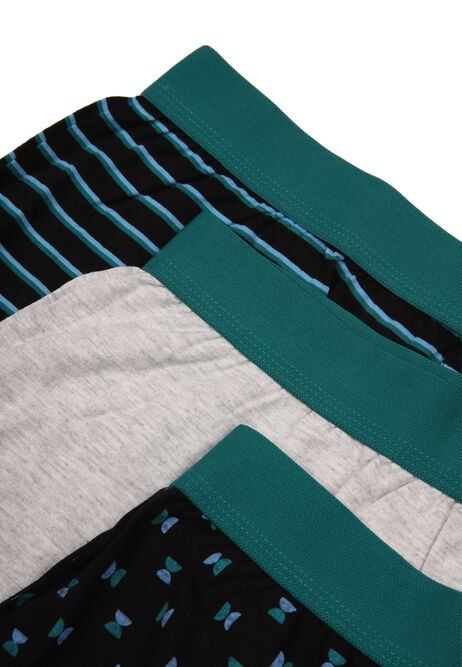 Mens 3pk Green Geo Print Loosefit Boxers