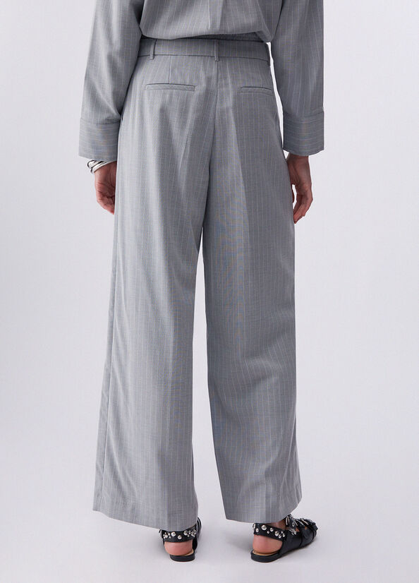 Pantaloni palazzo gessati