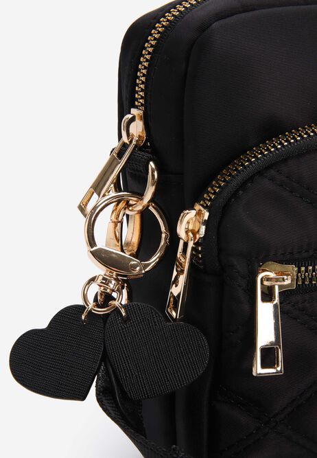 Womens Black Quilted Phone Bag