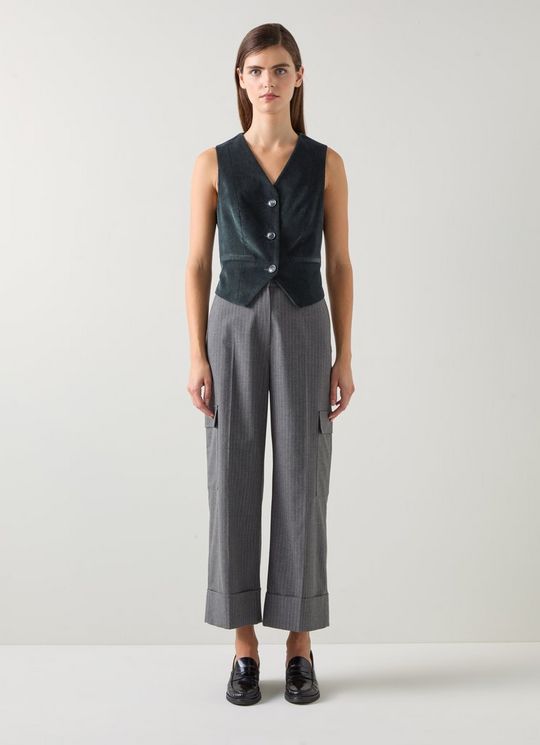 Ami Green Velvet Fine Cord Waistcoat