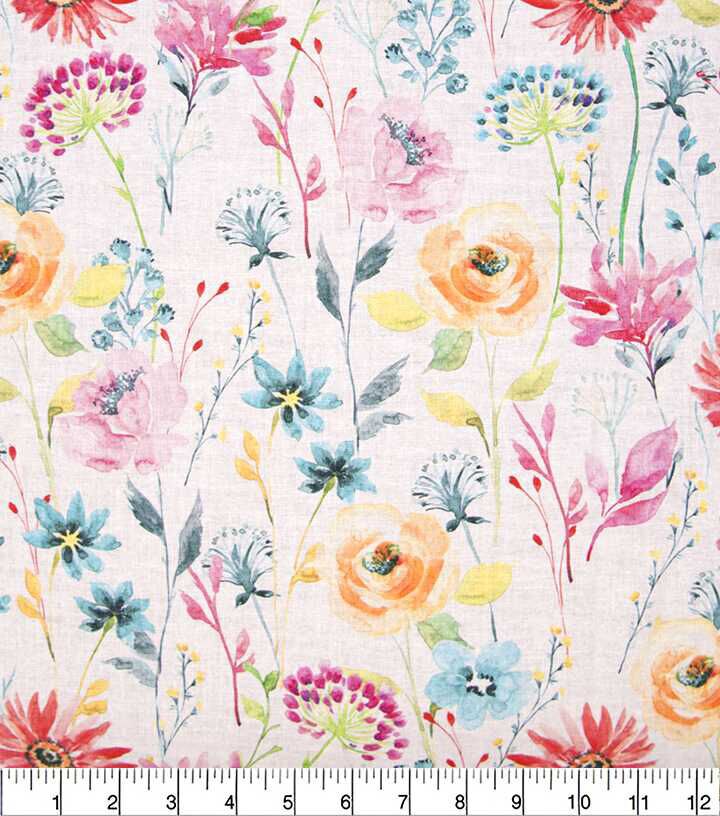 Large Watercolor Floral Keepsake Calico Cotton Fabric