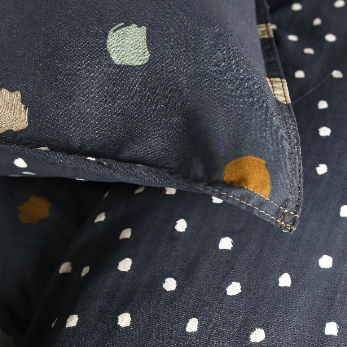 SUNSHINE - Parure de lit 2 personnes imprimé a pois en Coton Bleu 240x260 cm