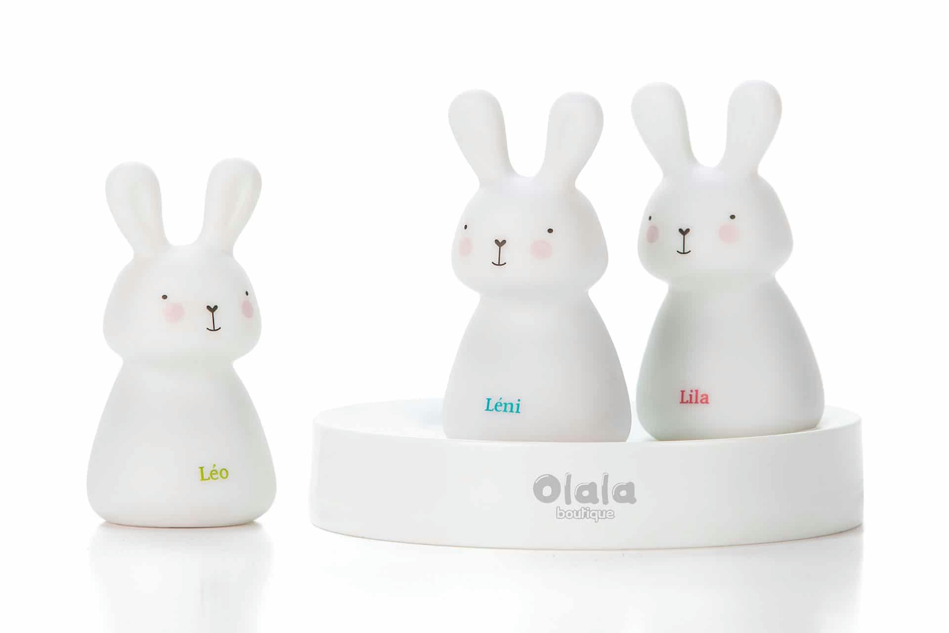 - Lot de 3 veilleuses nomades lapin Léo, Léni & Lila