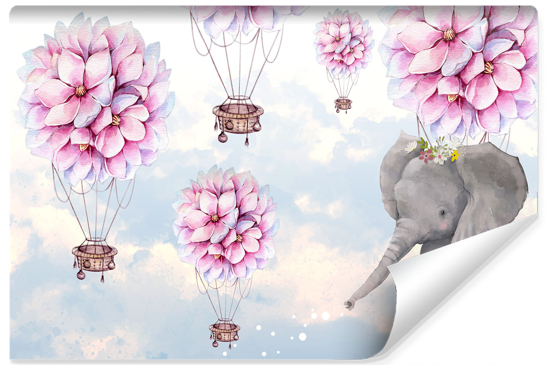Fototapeta Dla Dziewczynki BALONY Kwiaty 90x60cm