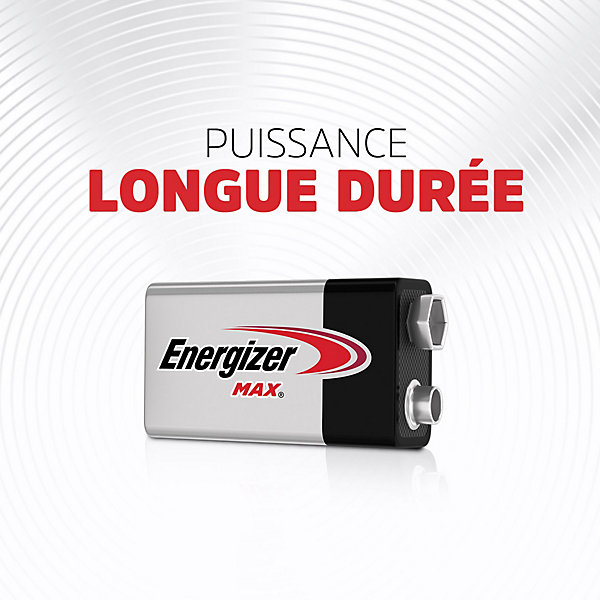 2 piles alcalines 6LR61 Max Energizer 9V
