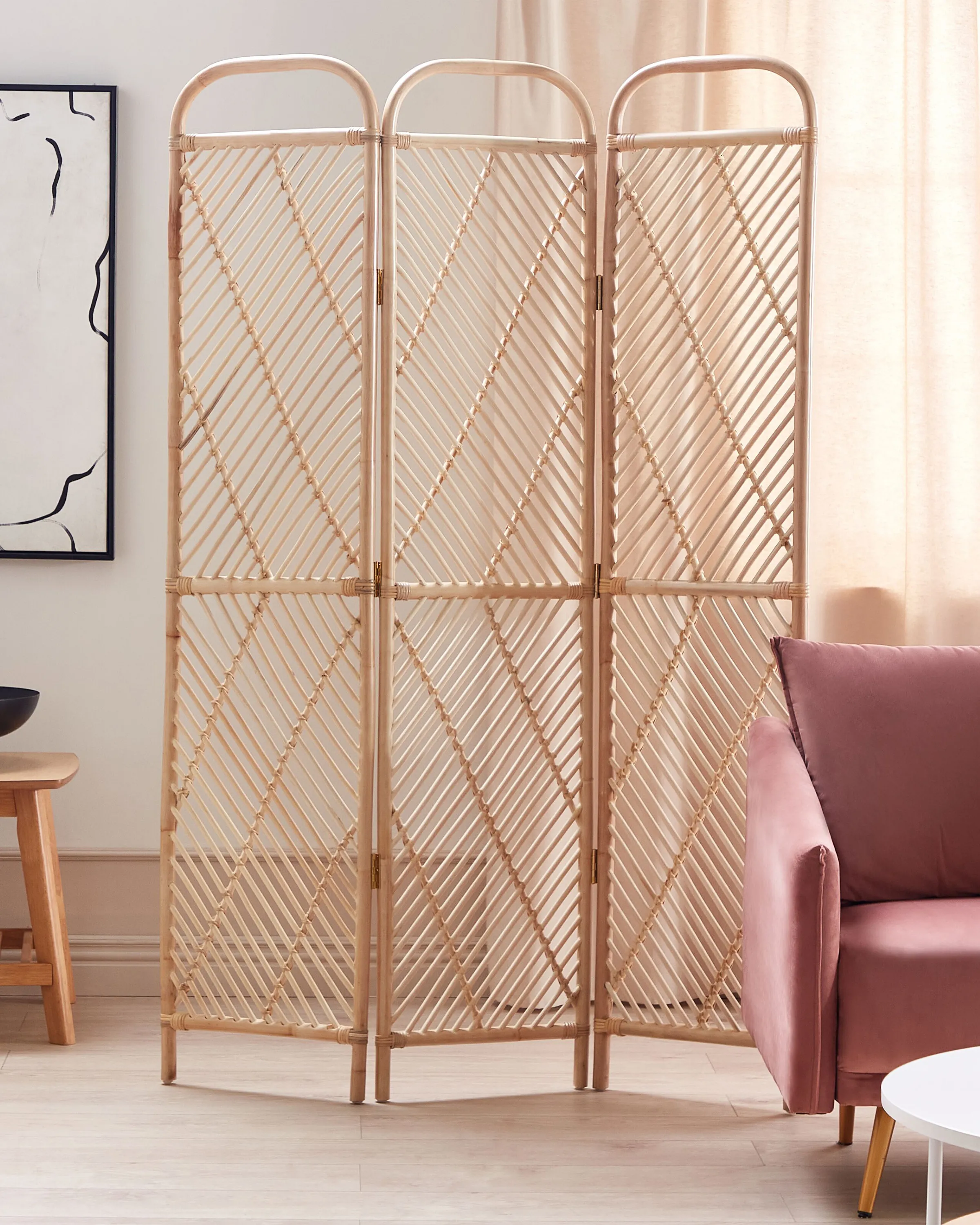 3 Panel Room Divider COSENZA Light Brown 106 cm 180 cm