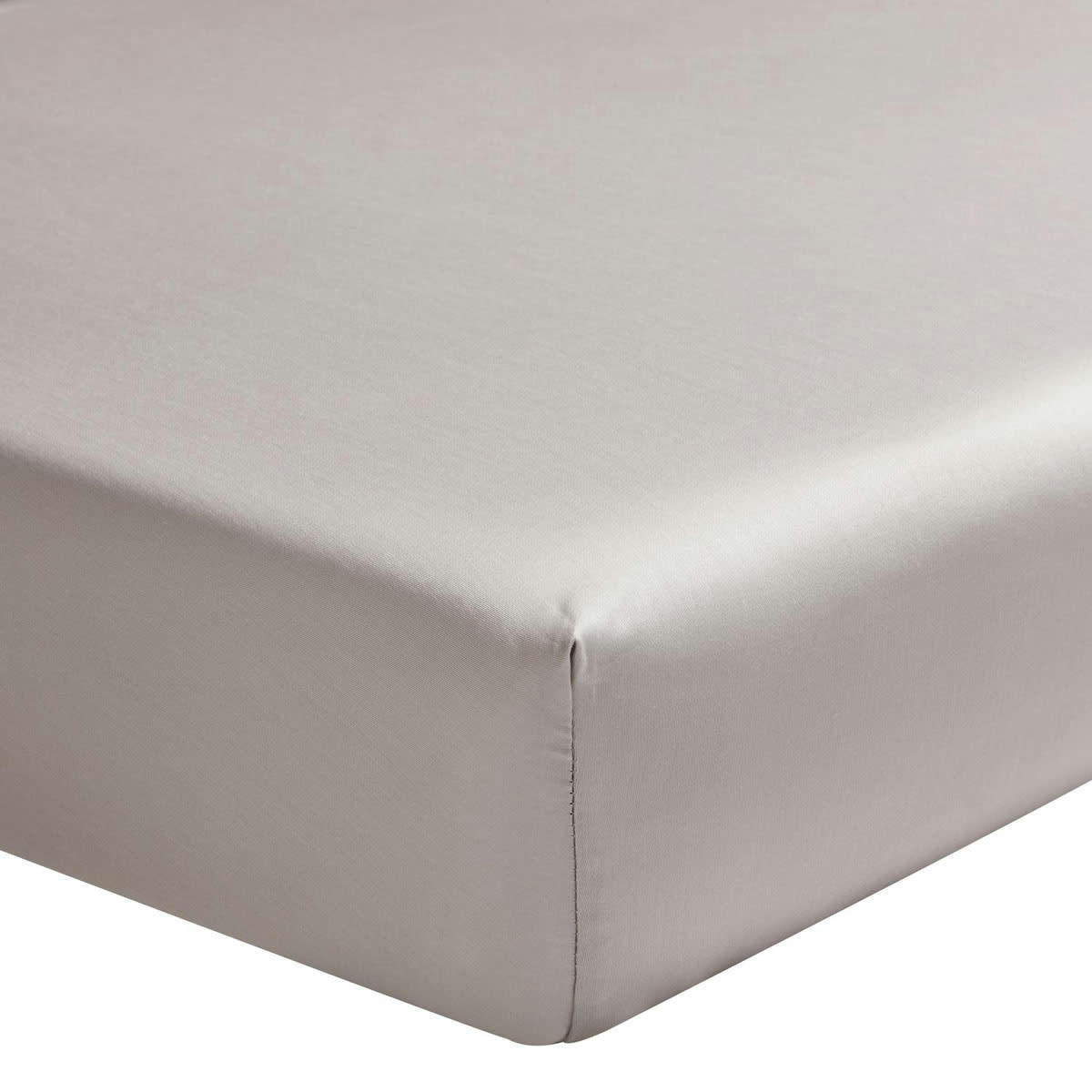 TEOPHILE - Drap housse en satin de coton blanc 180x200