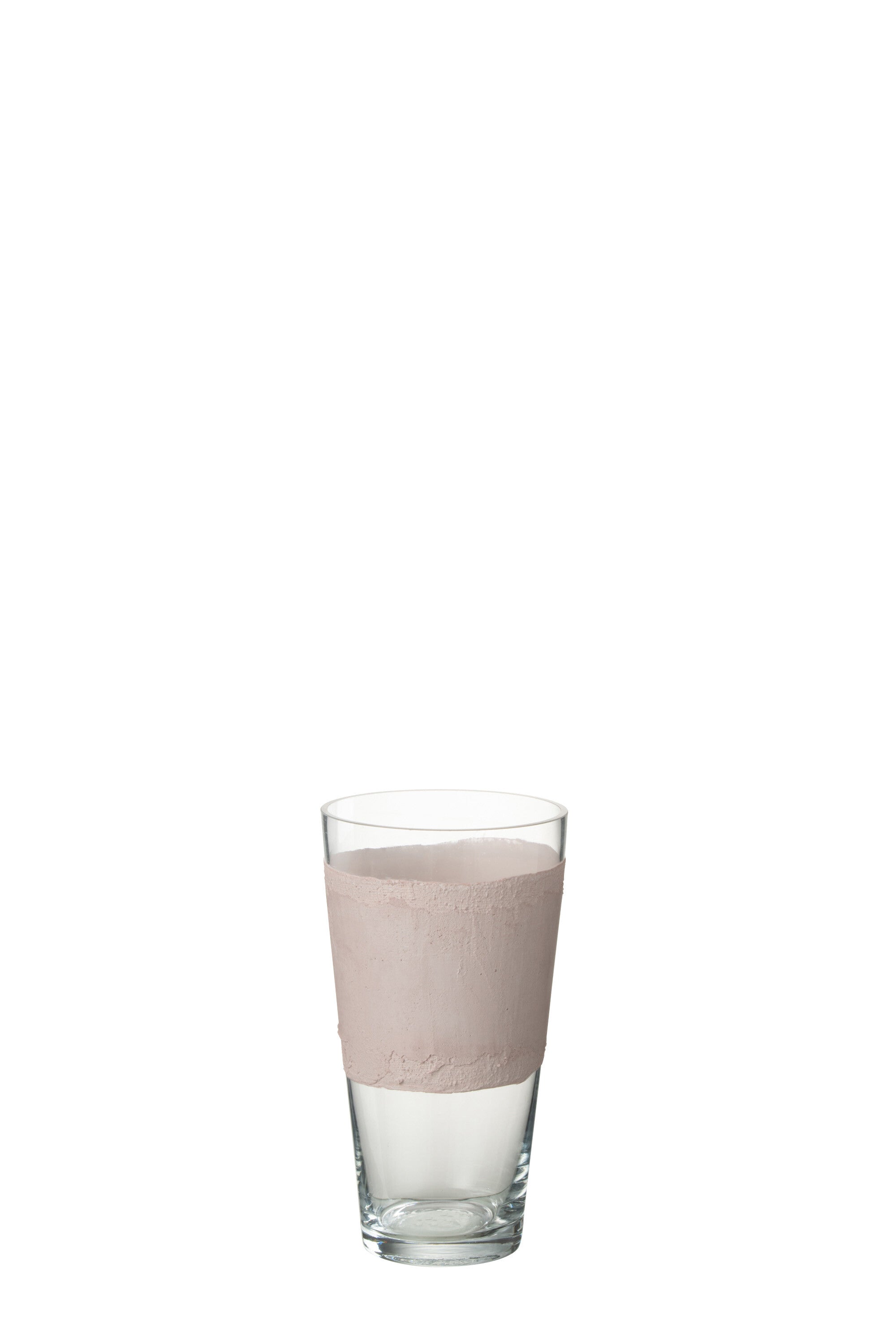 J-Line vaas Delph - glas - transparant/lichtroze - extra small - 25 cm hoog