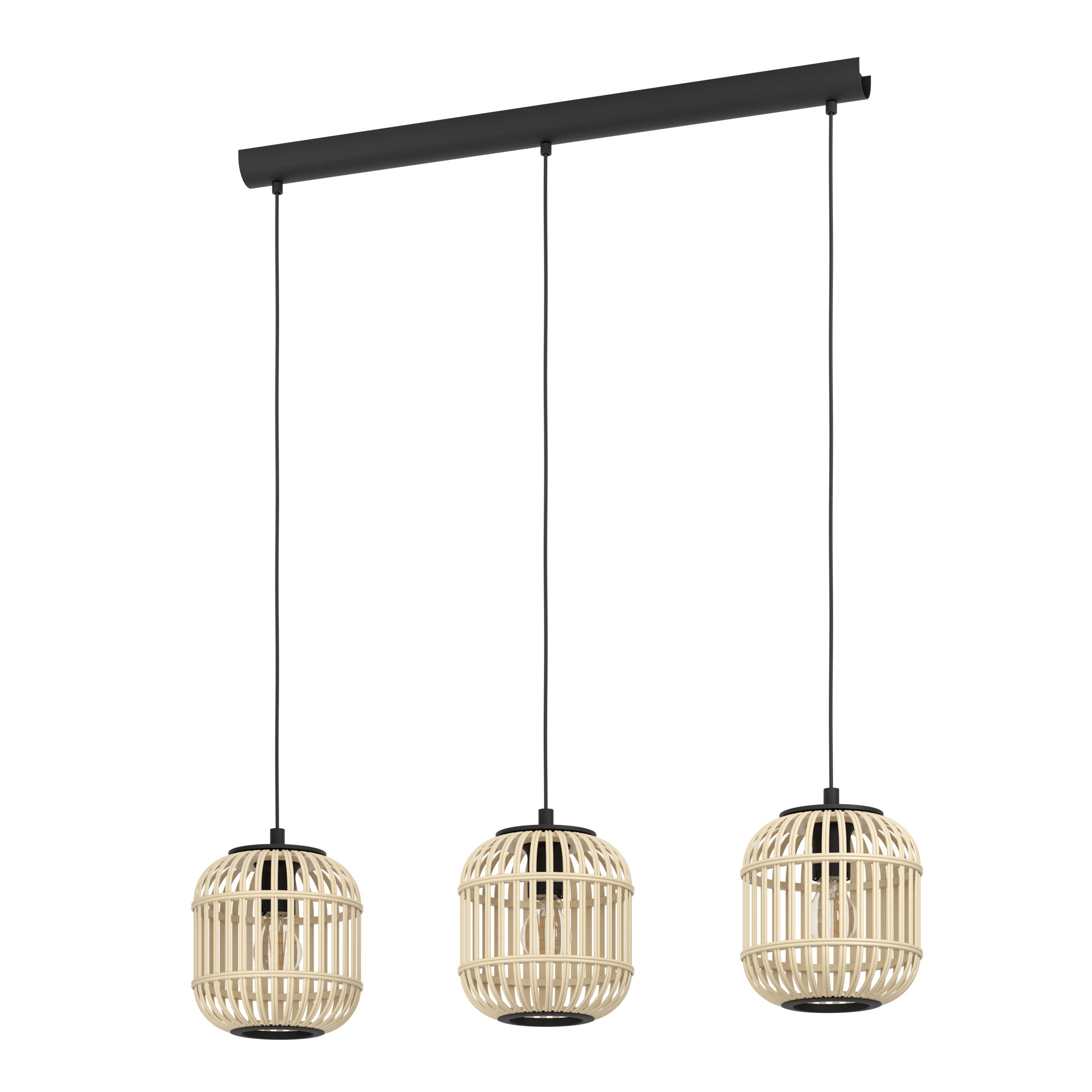 EGLO hanglamp Bordesley - e27 - 91 cm - zwart/hout