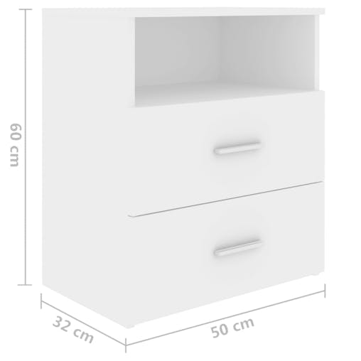 NNEVL Bed Cabinet White 50x32x60 cm