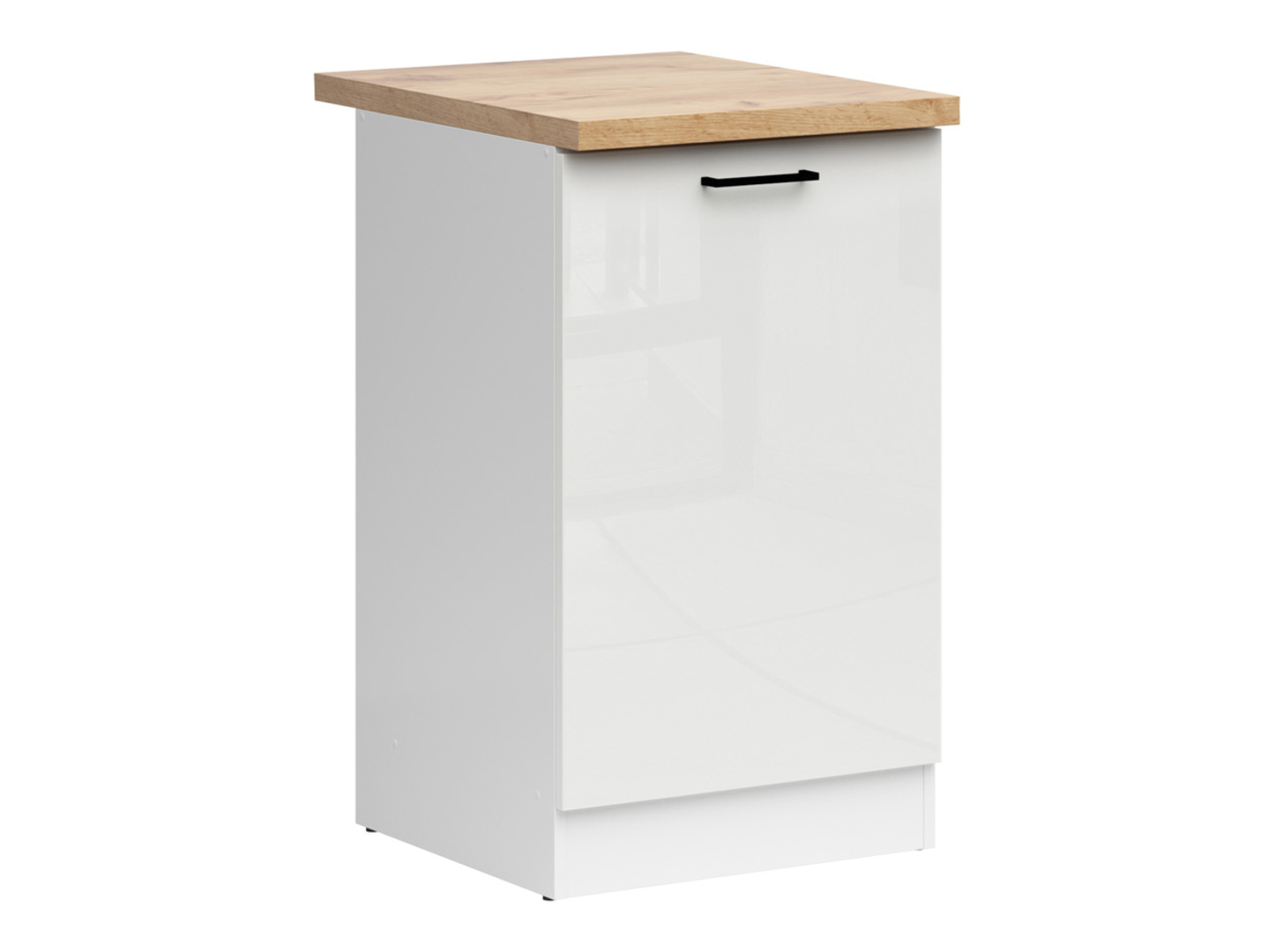 Szafka kuchenna dolna Junona Line 50 cm lewa kredowy połysk z blatem