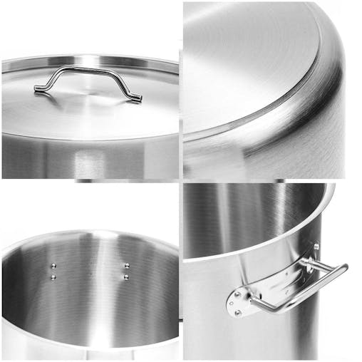 SOGA 98L 18/10 Stainless Steel Stockpot with Perforated Stock pot Basket Pasta Strainer