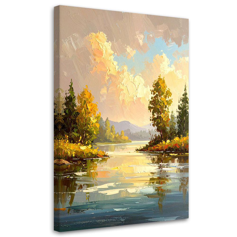 Feeby Obraz do salonu sypialni, Jezioro Drzewa Pejzaż Natura 40x60