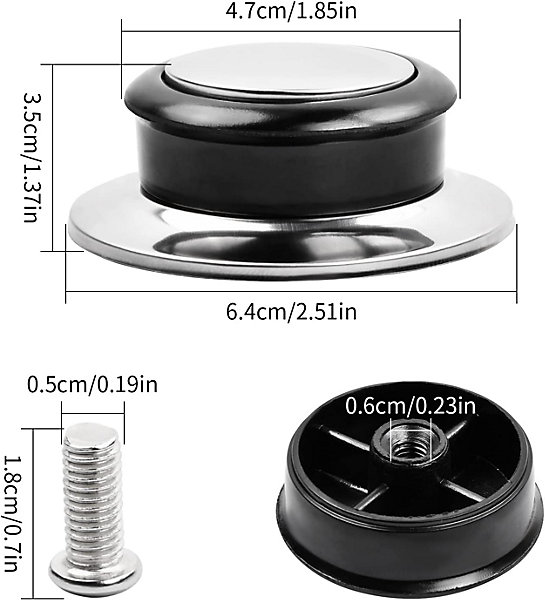 BASHLWUA 4 Pcs Poignée de Couvercle de Casserole Poignée de Couvercle en Verre Couvercle de Casserole en Acier Inoxydable Ouchons
