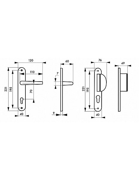 Ensemble de poignées pour porte d'entrée palière Chantilly trou de cylindre, carré 7mm, entr'axes 195mm, blanc - THIRARD