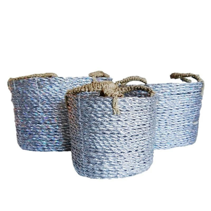 JEMEN - Paniers en jonc de mer, argent - lot de 3