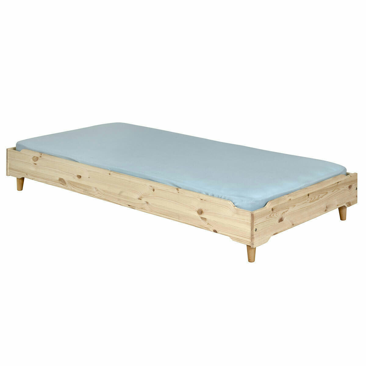 JELLY - Lit empilable avec pieds et matelas 90x190 cm bois massif