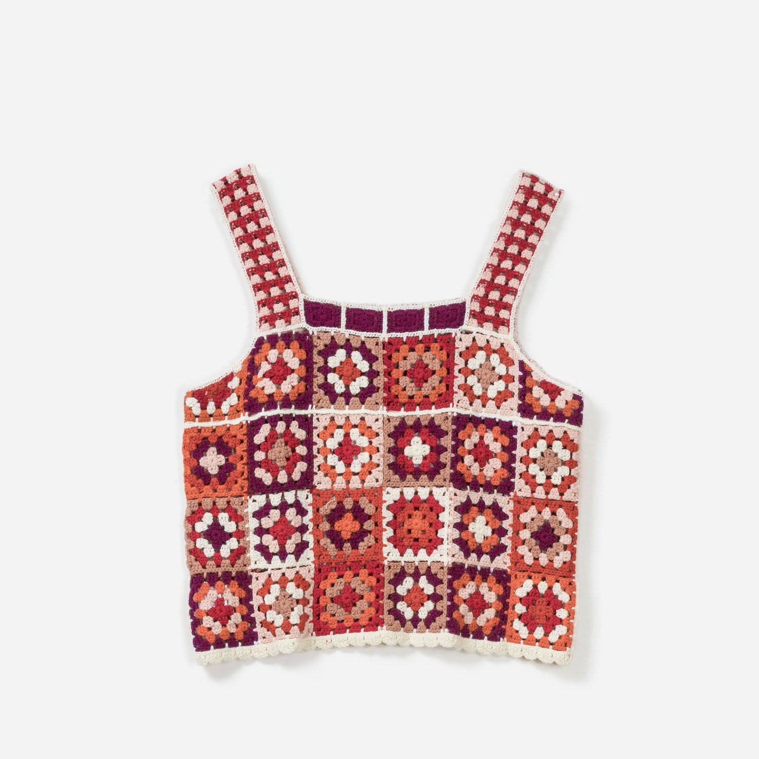 Top TEXTO écru crochet couleur