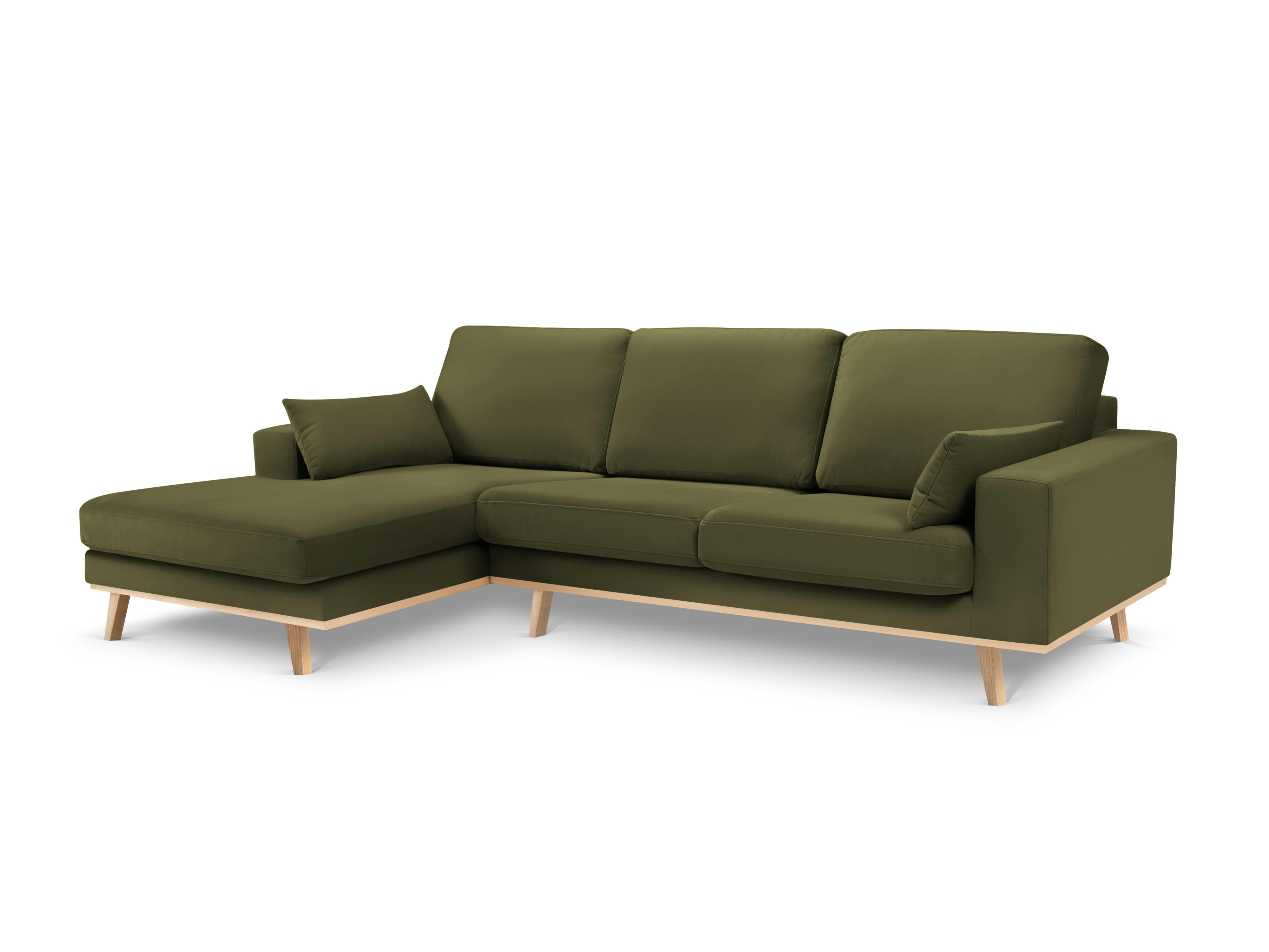 TUGELA - Canapé d'angle gauche 4 places en velours vert