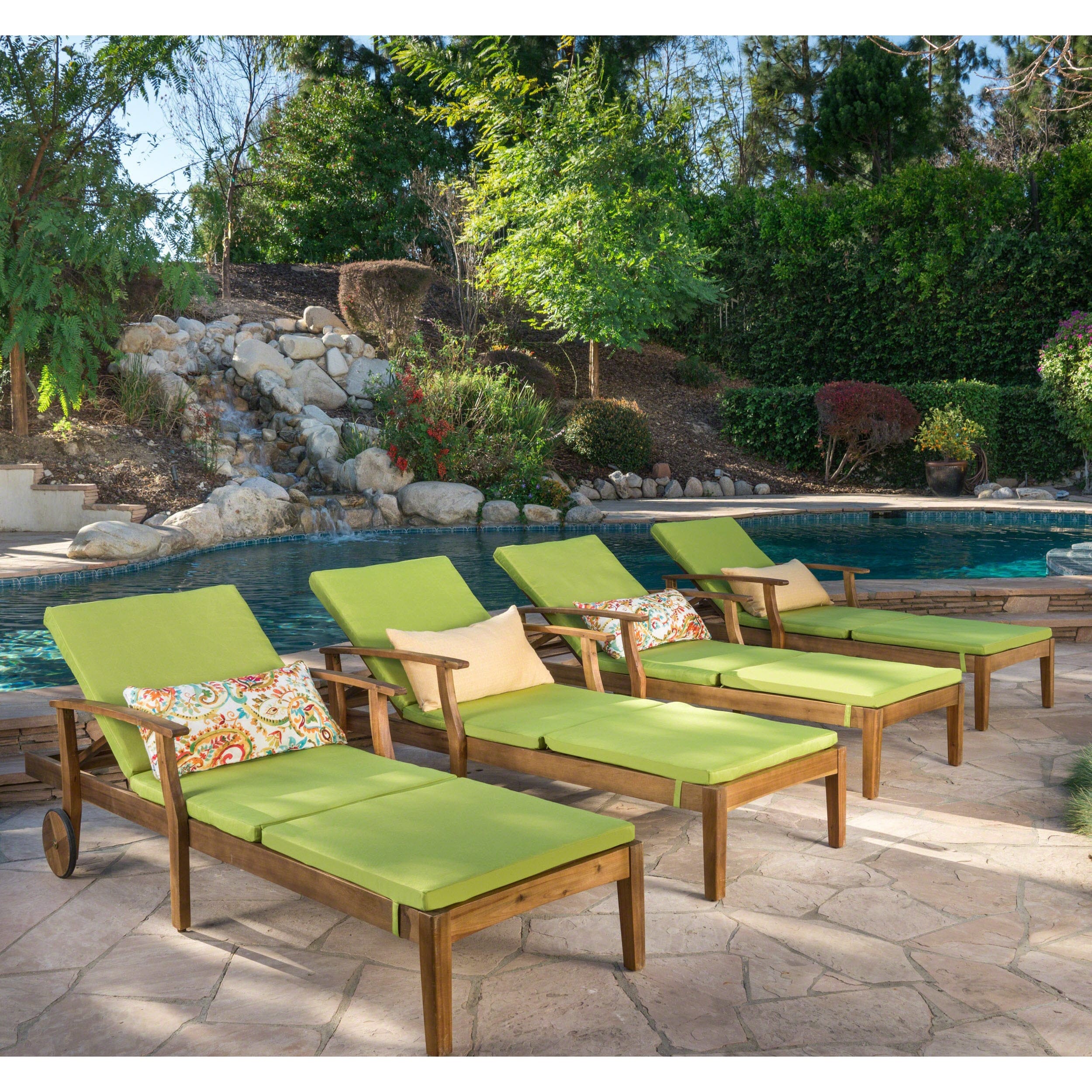 Perla Outdoor Wood Chaise Lounges (Set of 4) by Christopher Knight Home