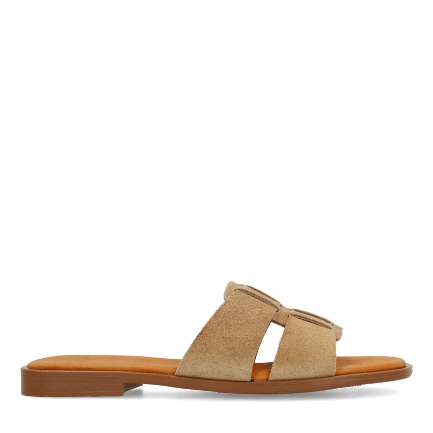 Manfield beige suède slippers
