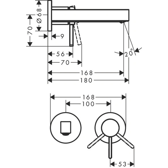 Armatur »Finoris«, mit Festauslauf, Ausladung: 168 mm