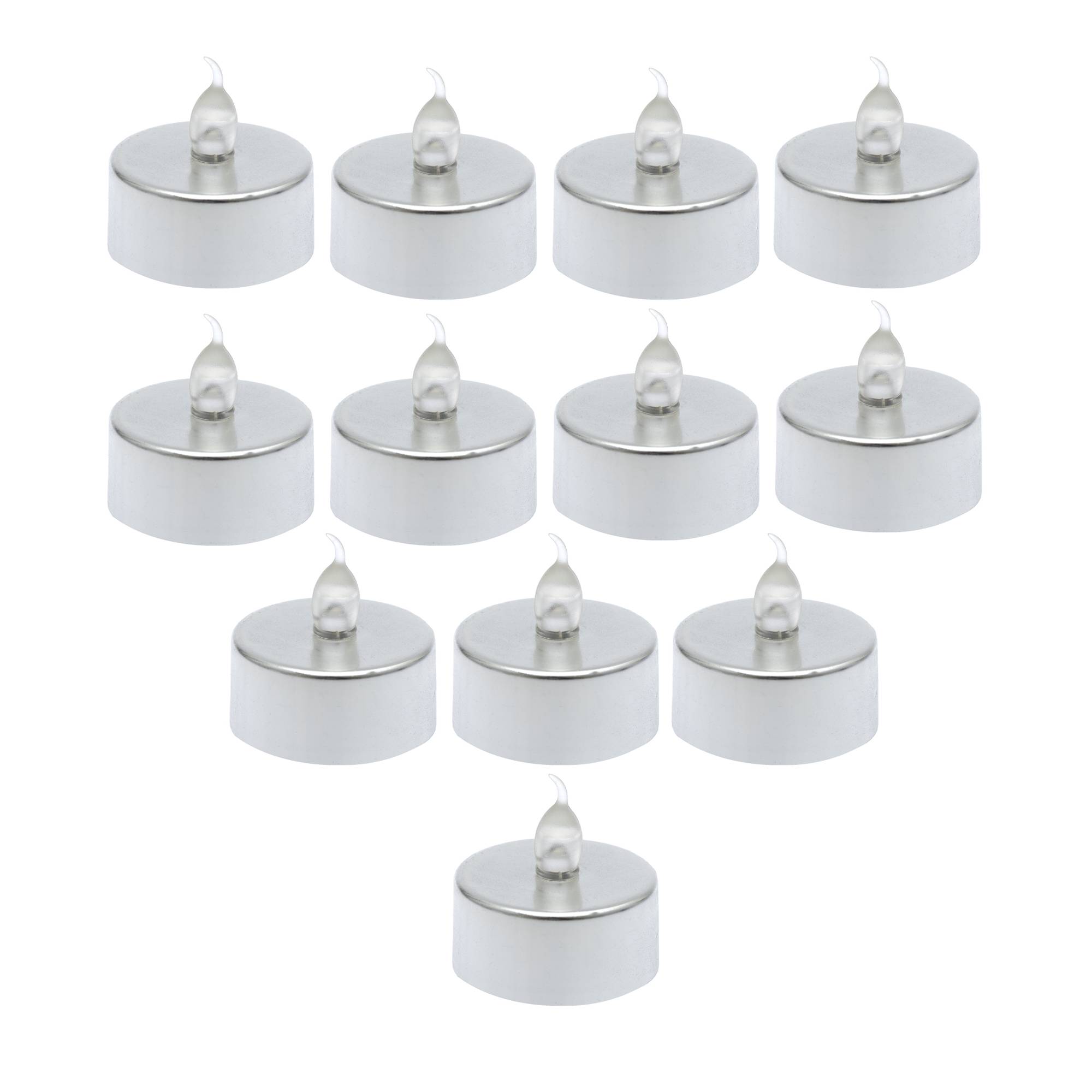 LED Silver Tealights 12 Pack