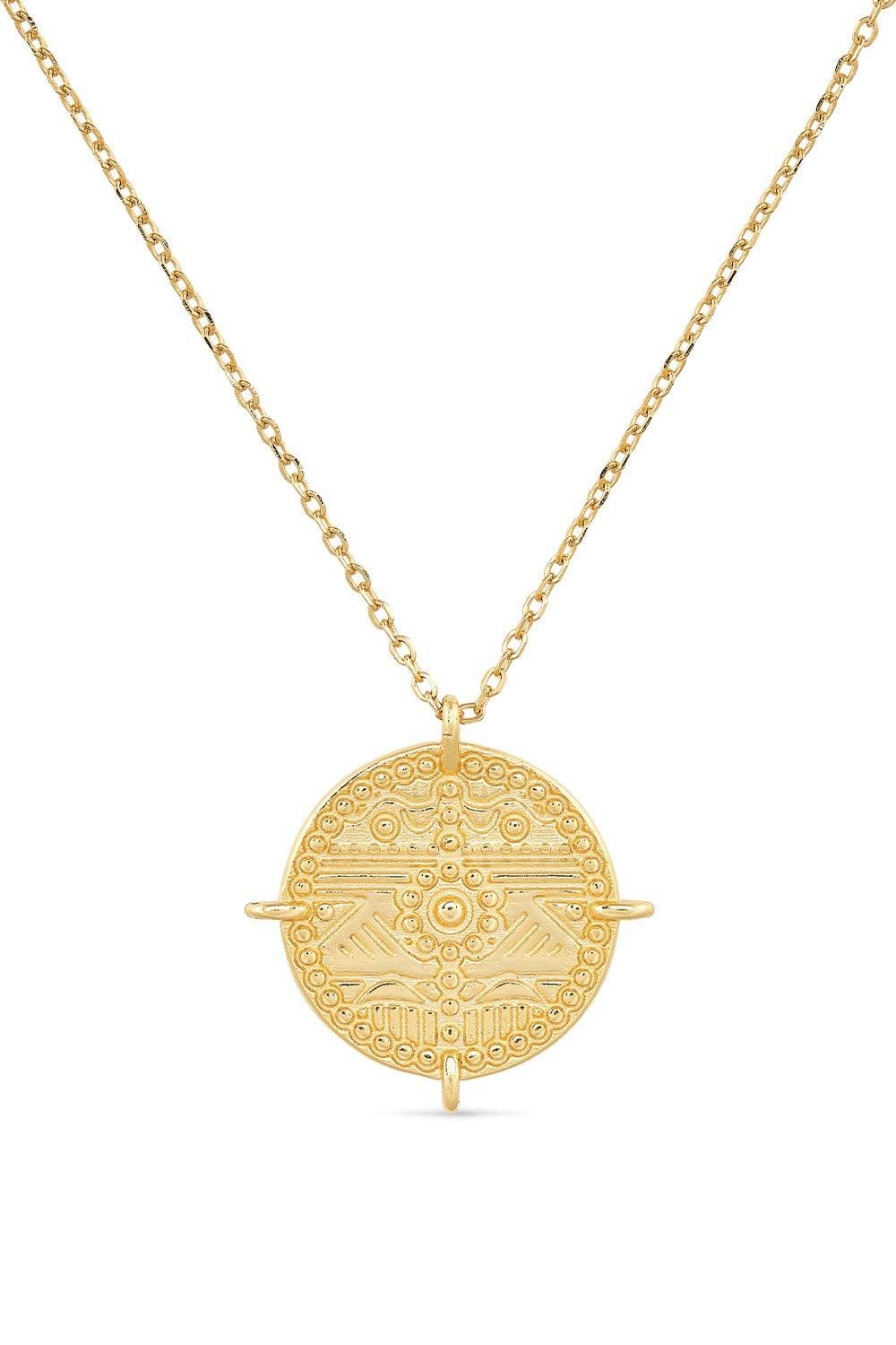 Elk & Bloom Chunky 18K Gold Aztec Coin Medallion Necklace