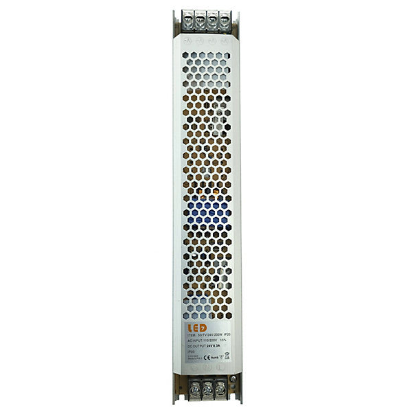 Alimentation/Driver Slim pour Ruban LED DC24V 200W 8.3A, transformateur stabilisé Non-Etanche IP20