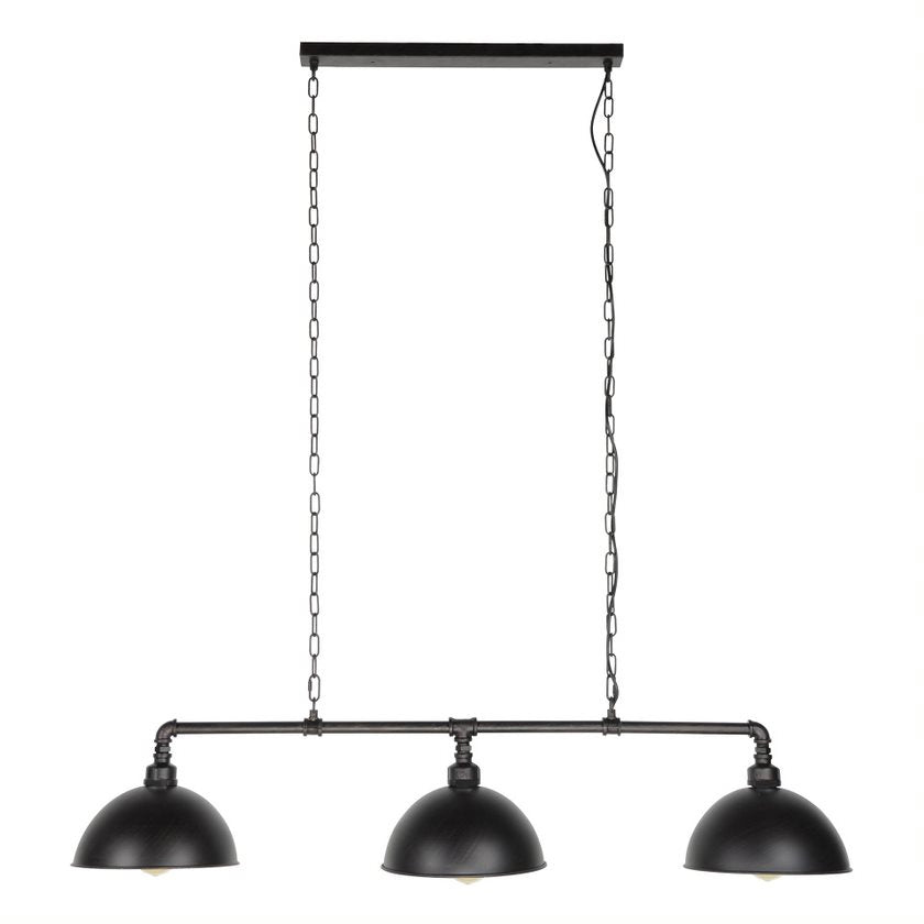Giga Meubel Hanglamp Industrieel - Zwart Metaal - 3-Lichts - 118x26x150cm