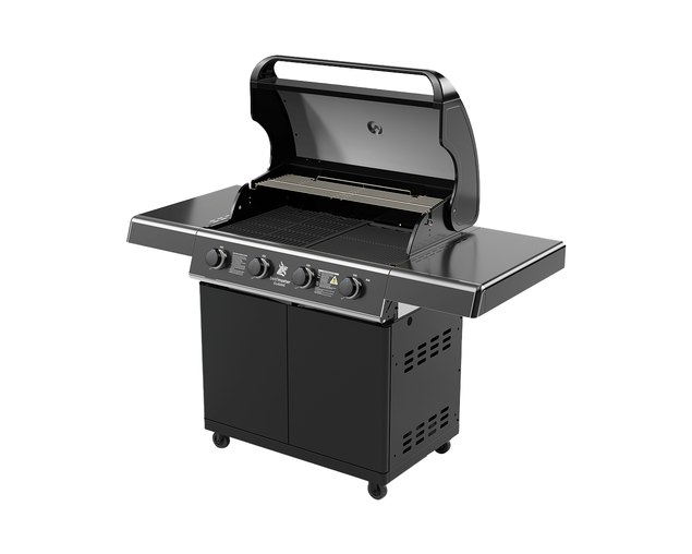 Beefmaster Classic T-Series 4 Burner BBQ On Classic Cart With Folding Shelves