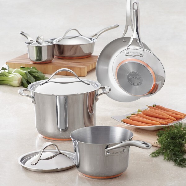 Anolon Nouvelle Copper Stainless Steel 3 1/2-quart Covered Saucepan