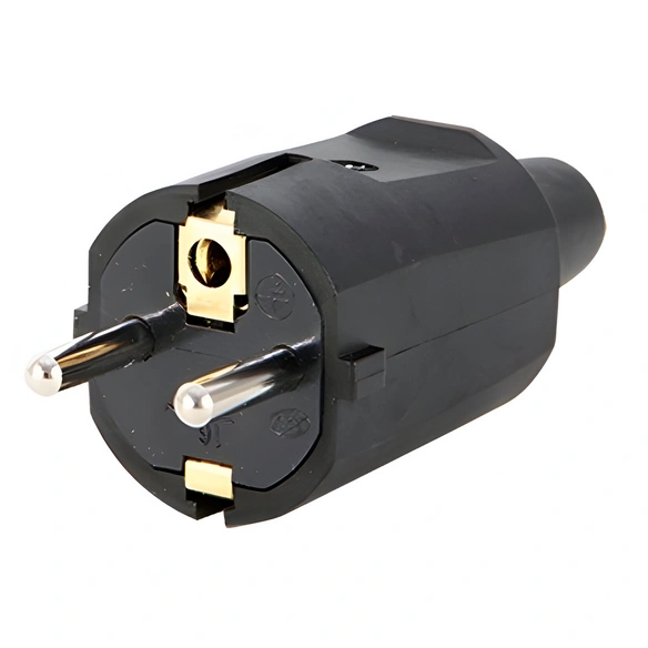 Schutzkontakt-Stecker, Gummi, schwarz