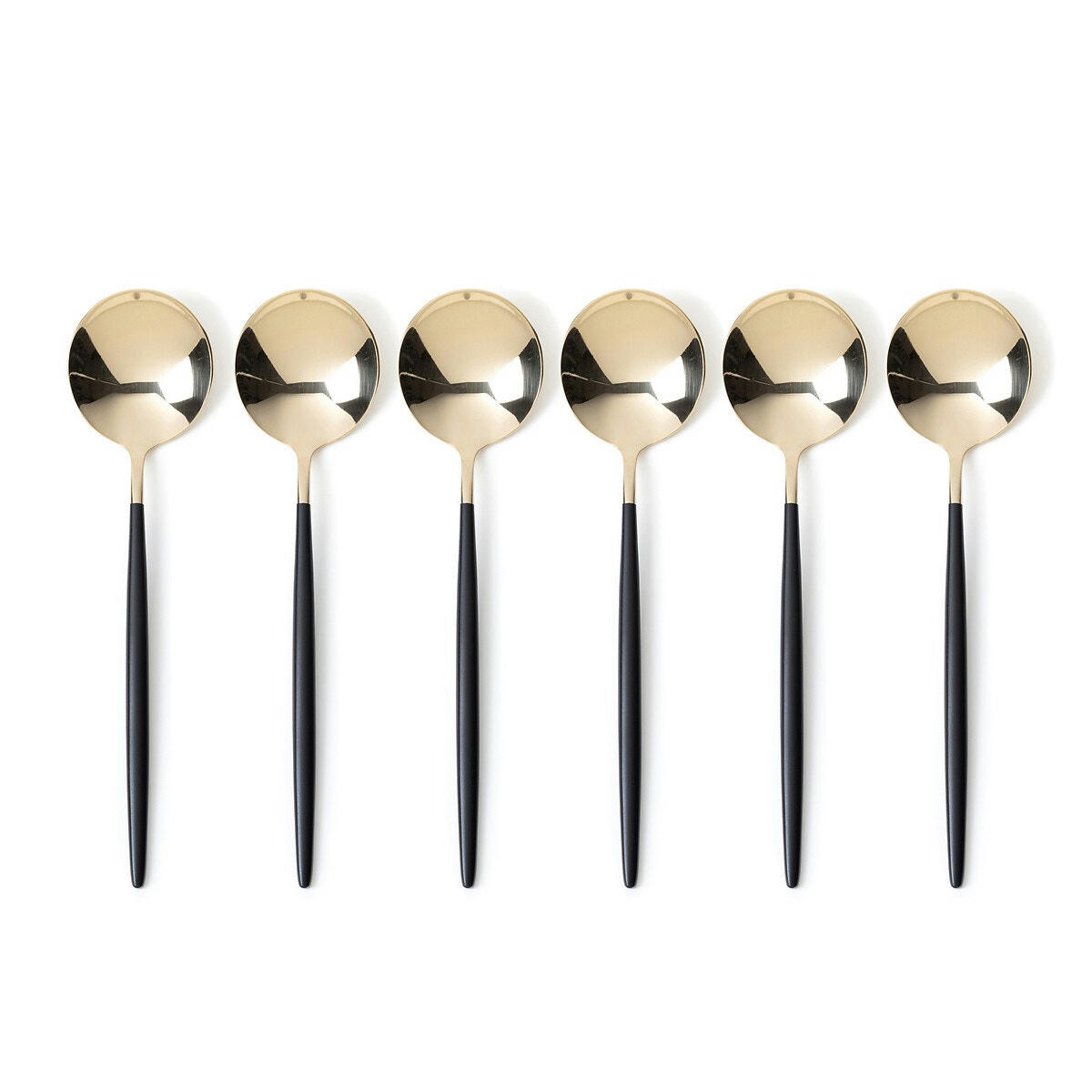 Lot de 6 cuillères à soupe inox doré, Barbule