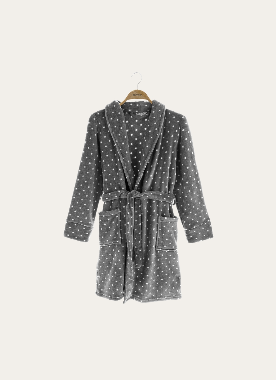PEIGNOIR TOUT DOUX à POIS GRIS
