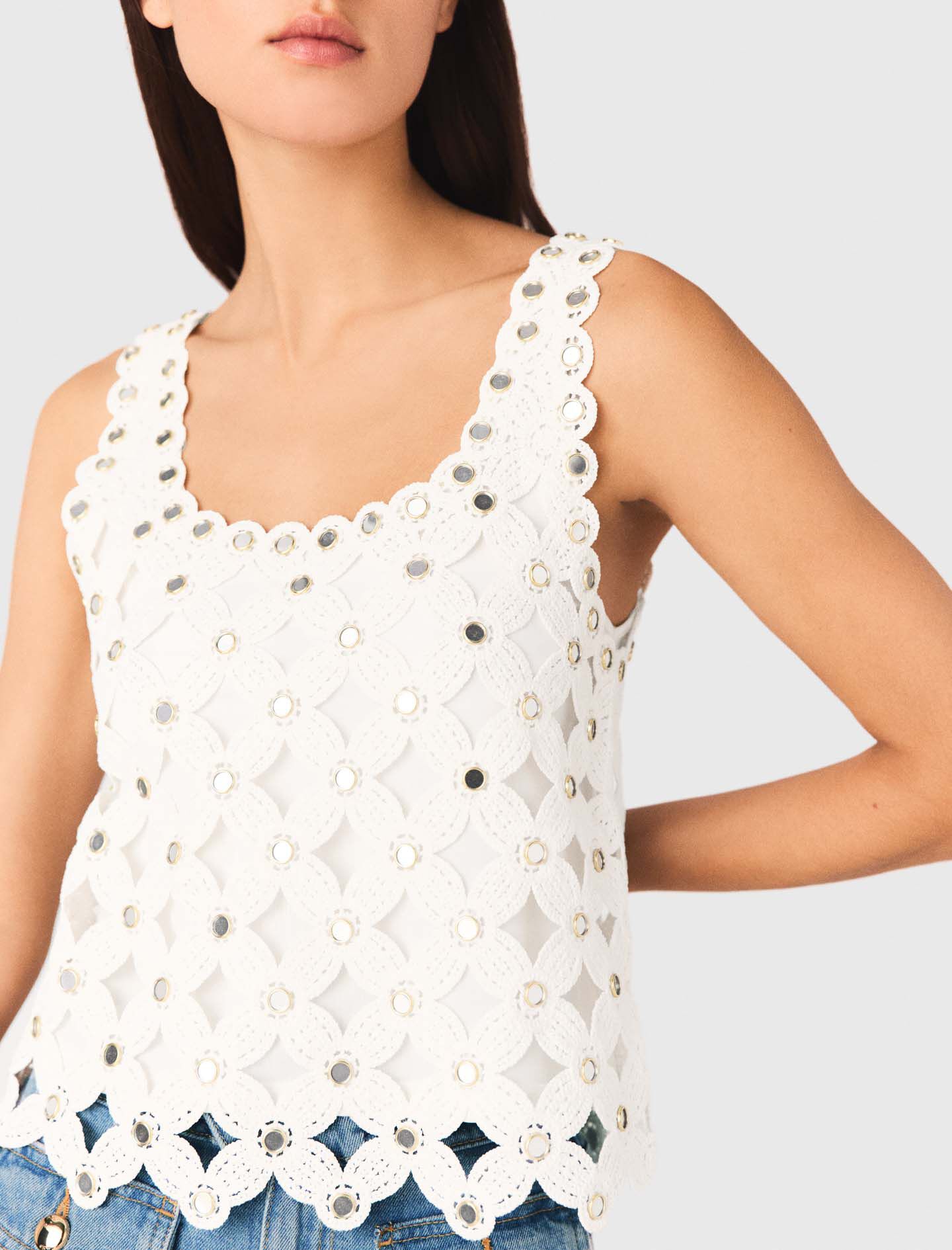 Top en crochet avec miroirs