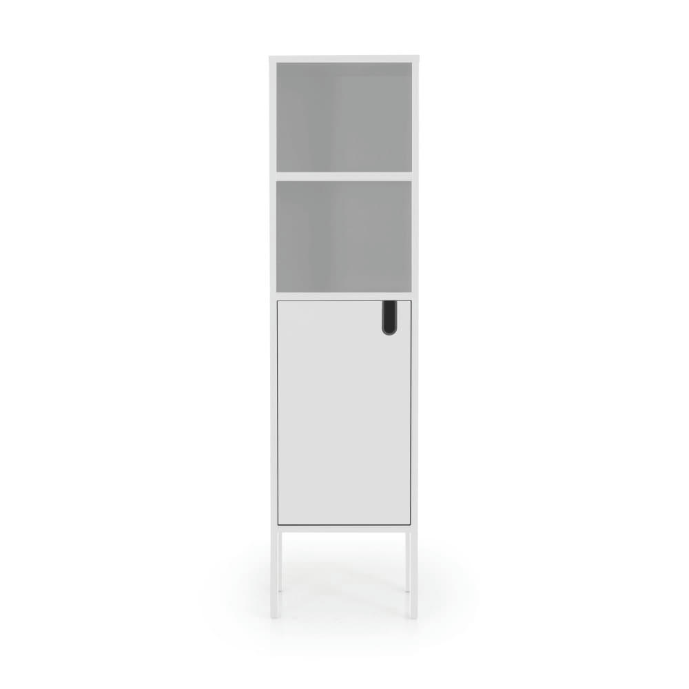 UNO - Colonne de rangement en bois 1 porte 2 niches H152cm blanc