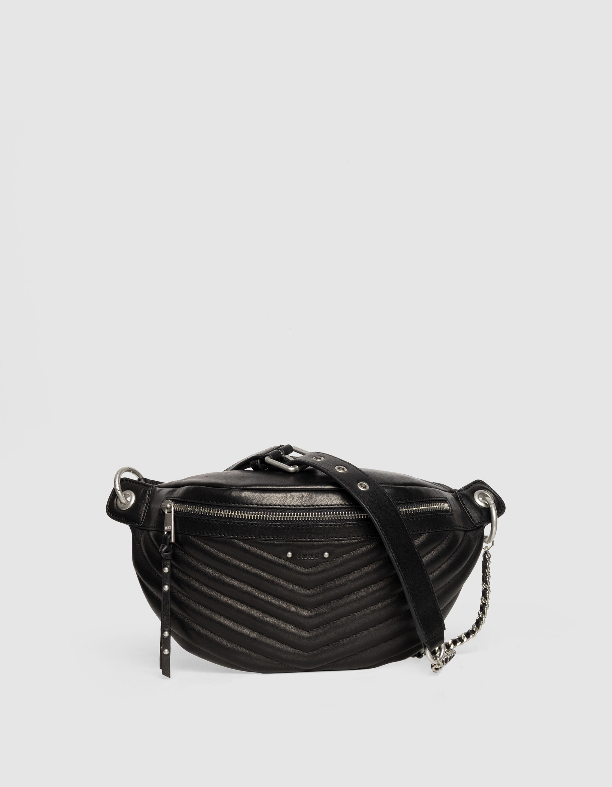 Sac banane 1440 noir cuir matelassé Femme