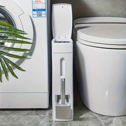 NNETM Trash Can with 4.5L Space-Saving Toilet Brush