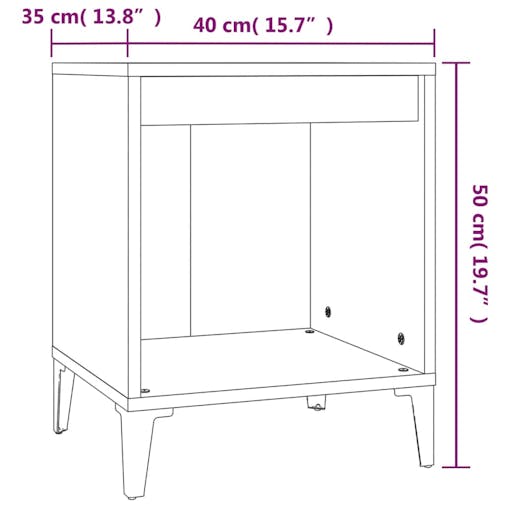 NNEVL Bedside Cabinet White 40x35x50 cm