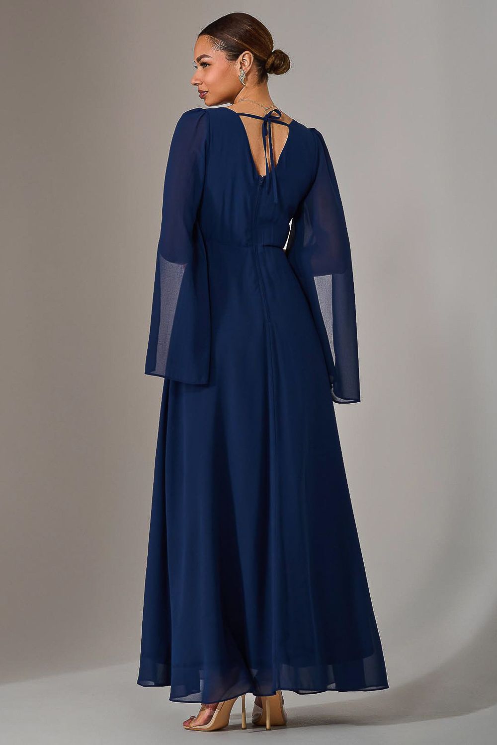 Jolie Moi Chiffon Cap Sleeve Maxi Dress