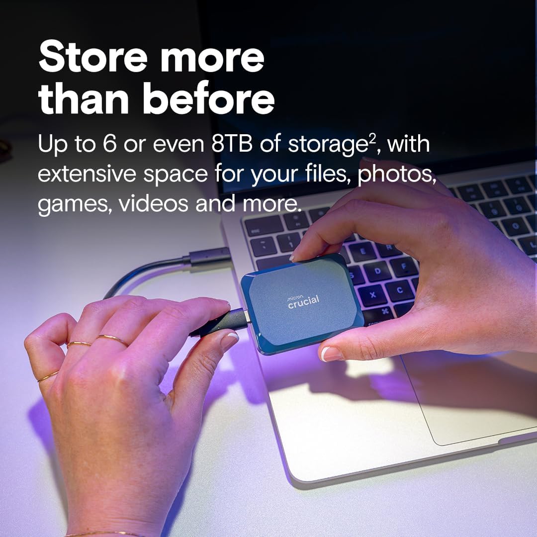 Crucial X10 2TB Portable SSD  Up to 2 100MB/s  USB 3.2 USB-C  External Solid State Drive  Compatible with Windows  Mac & Android  Durable Storage for Games  Photos & Files  Blue - CT2000X10SSD9-02