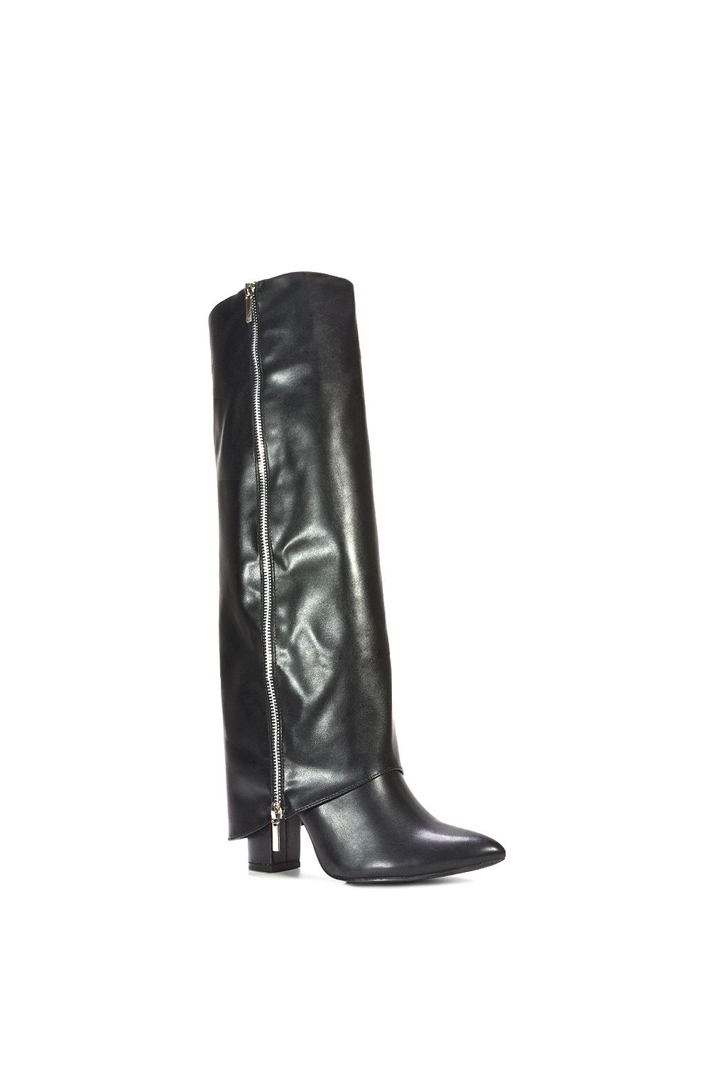 XY London Allie' Pointed Toe Knee High Boots With Fold Over