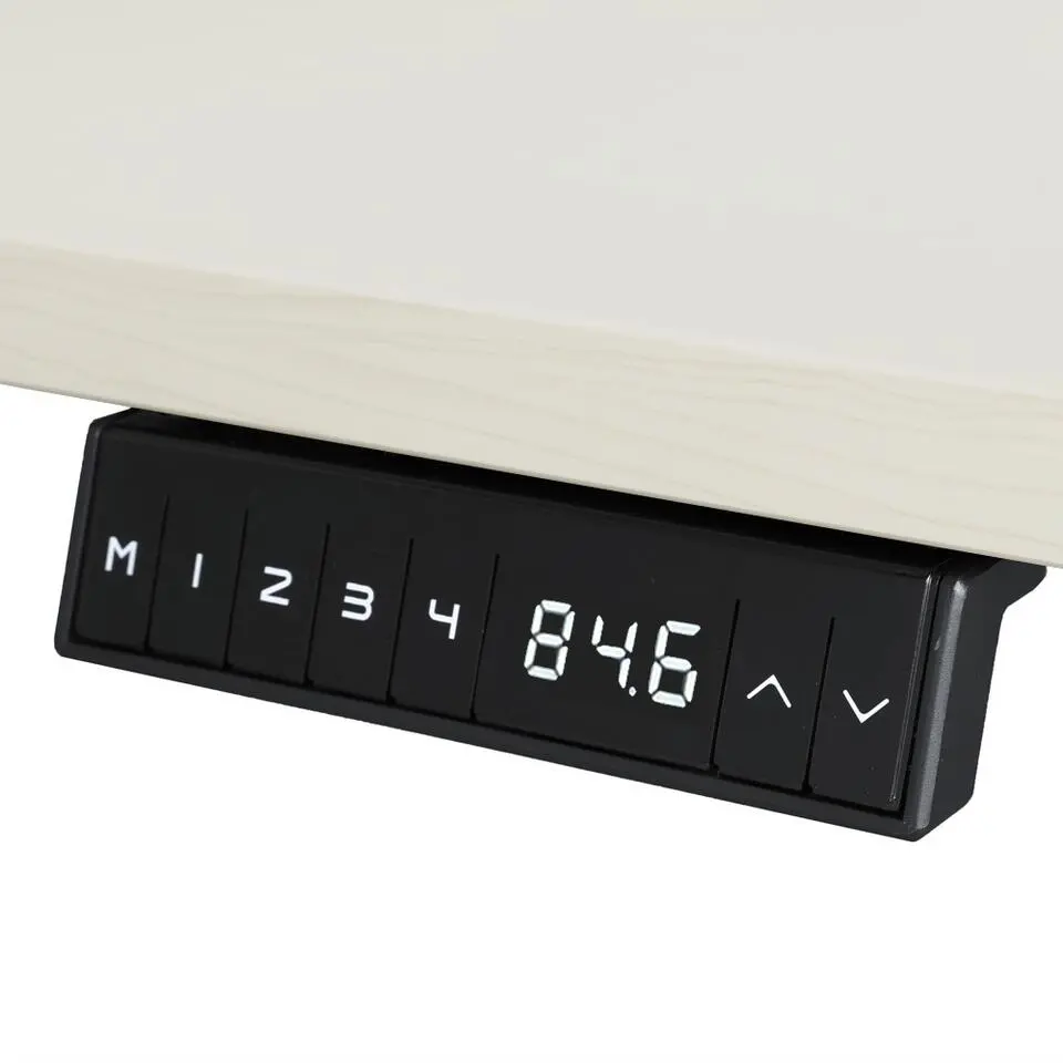 Elektrisch verstelbaar bureau - 140x80 cm - Single motor - Wit / Licht eiken