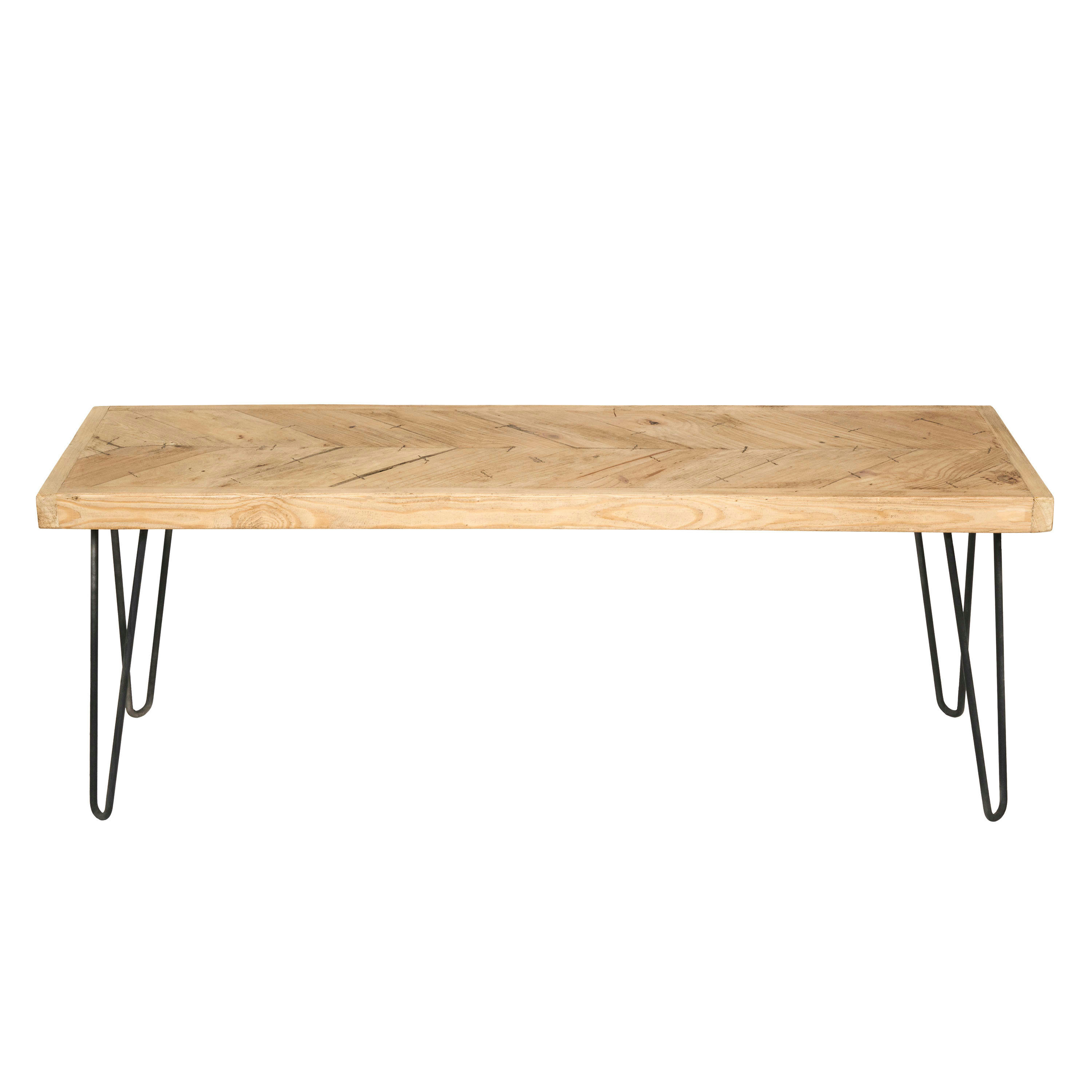 TENAYE - Banc en bois récupéré et fer de couleur beige